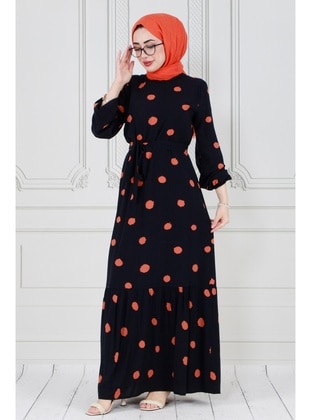 Orange - Modest Dress - Sevitli