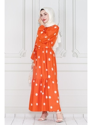 Orange - Modest Dress - Sevitli