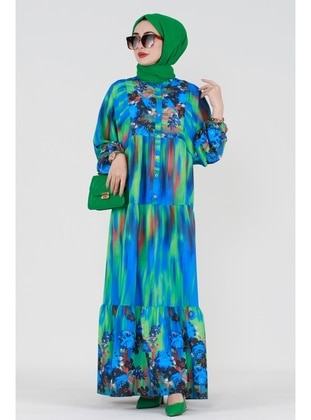 Green - Modest Dress - Sevitli