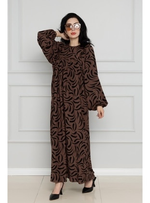 Brown - Modest Dress - Sevitli