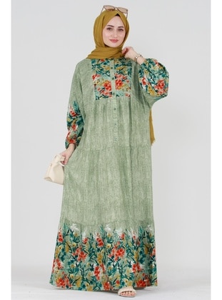 Green - Modest Dress - Sevitli