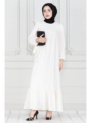 White - Modest Dress - Sevitli