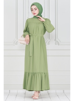 Pistachio Green - Modest Dress - Sevitli