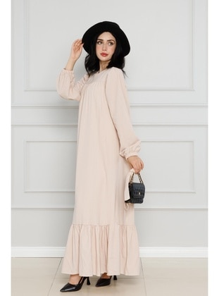 Cream - Modest Dress - Sevitli