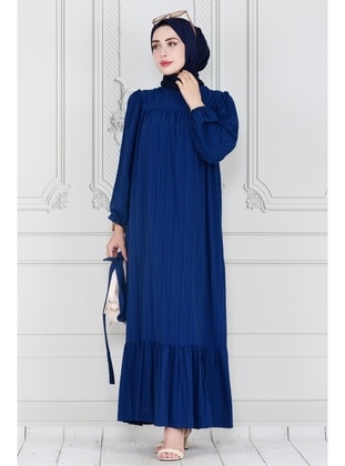 Navy Blue - Modest Dress - Sevitli