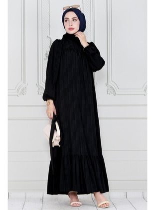 Black - Modest Dress - Sevitli