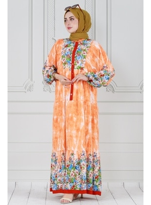 Orange - Modest Dress - Sevitli