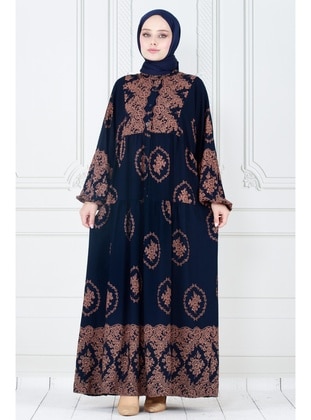 Navy Blue - Modest Dress - Sevitli