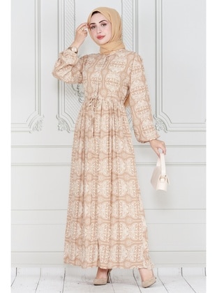 Beige - Modest Dress - Sevitli