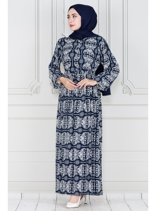 Navy Blue - Modest Dress - Sevitli