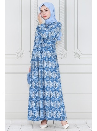 Blue - Modest Dress - Sevitli