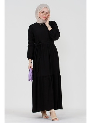 Black - Modest Dress - Sevitli