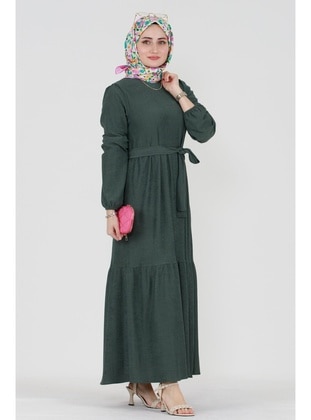 Green - Modest Dress - Sevitli