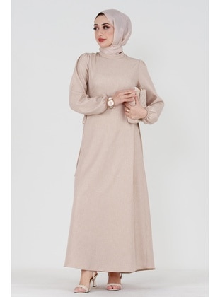 Beige - Modest Dress - Sevitli