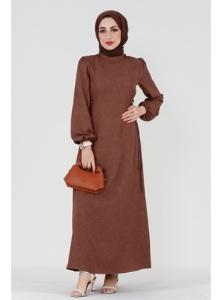 Brown - Modest Dress - Sevitli