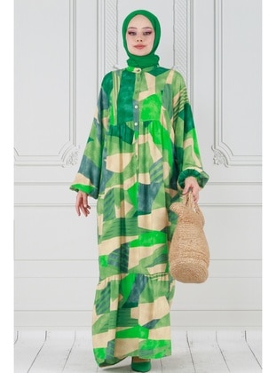 Green - Modest Dress - Sevitli