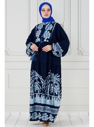 Navy Blue - Modest Dress - Sevitli