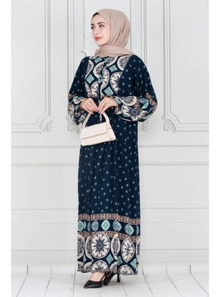 Navy Blue - Modest Dress - Sevitli