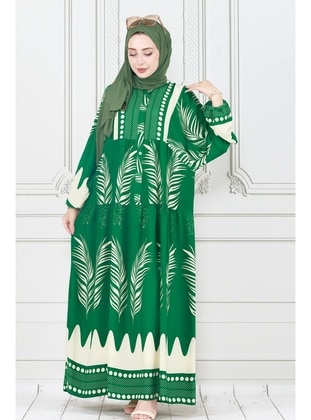 Green - Modest Dress - Sevitli