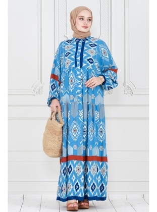 Blue - Modest Dress - Sevitli