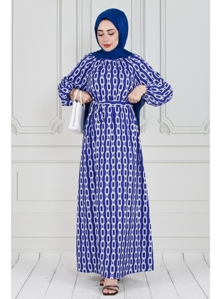 Blue - Modest Dress - Sevitli