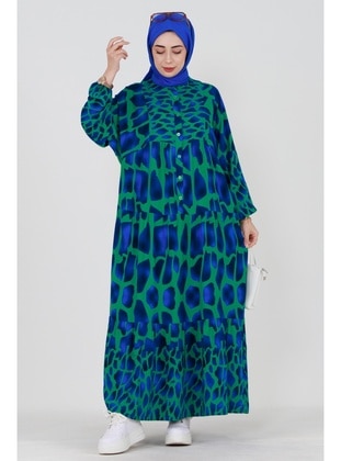 Green - Modest Dress - Sevitli