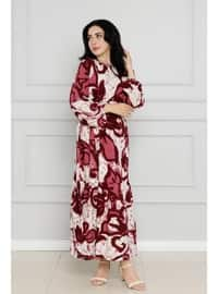 Burgundy - Modest Dress