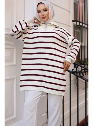 Burgundy - Knit Sweaters - Benguen