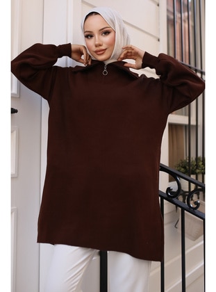 Brown - Knit Sweaters - Benguen