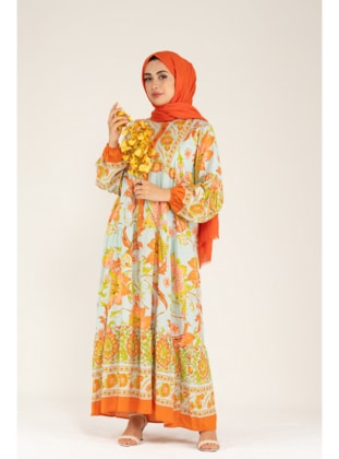 Orange - Modest Dress - Sevitli