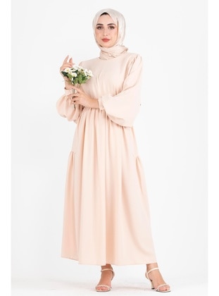 Beige - Modest Dress - Sevitli