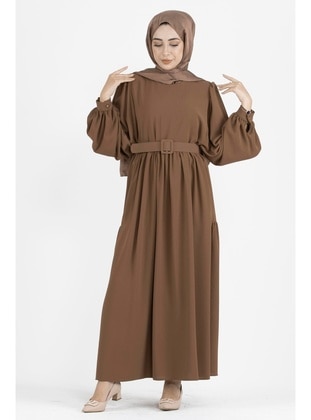 Brown - Modest Dress - Sevitli