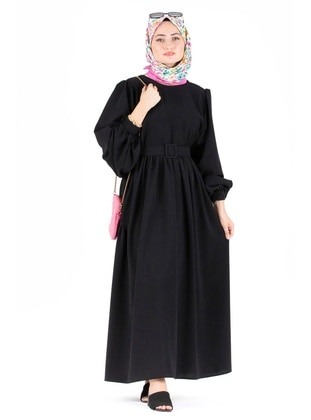 Black - Modest Dress - Sevitli