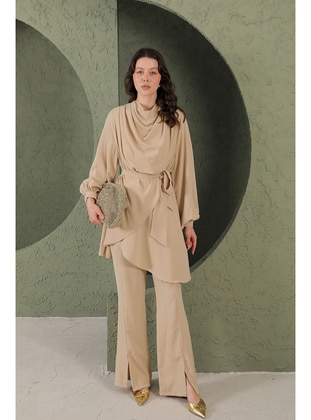 Beige - Suit - Melike Tatar