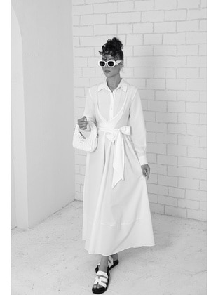 White - Modest Dress - Melike Tatar