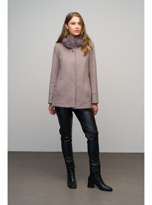 Mink - Crew neck - Coat - Olcay