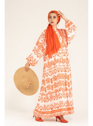 Orange - Modest Dress - Sevitli