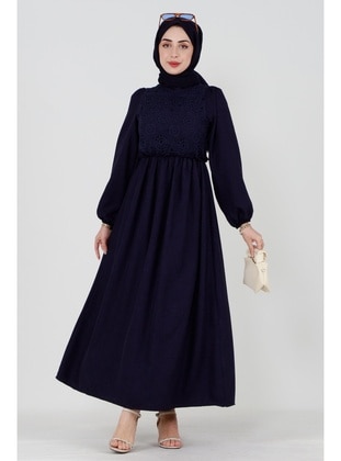 Navy Blue - Modest Dress - Sevitli