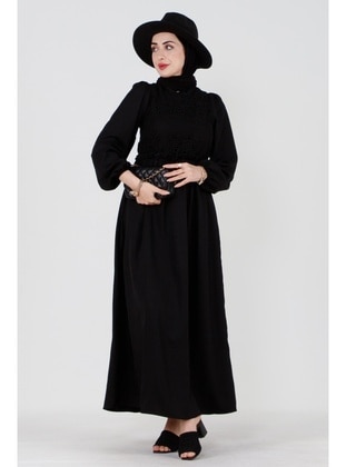 Black - Modest Dress - Sevitli