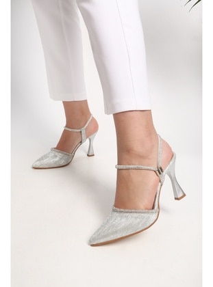 Stilettos & Evening Shoes - Silver color - Heels - Shoeberry