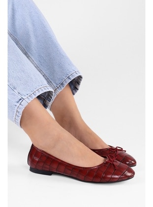 Flat - 250gr - Burgundy - Flat Shoes - Shoeberry