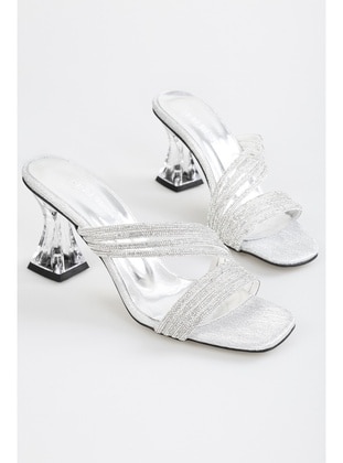 Heeled Slippers - 300gr - Silver color - Slippers - Shoeberry