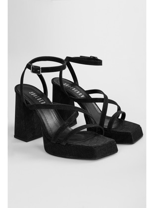 Platform - 350gr - Black Glitter - Heels - Shoeberry