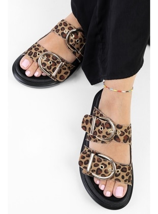 Flat Slippers - 250gr - Leopard Patterned - Slippers - Shoeberry