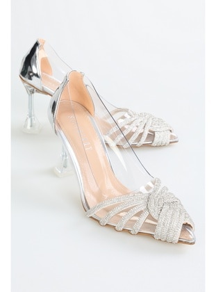 Stilettos & Evening Shoes - 300gr - Silver color - Heels - Shoeberry