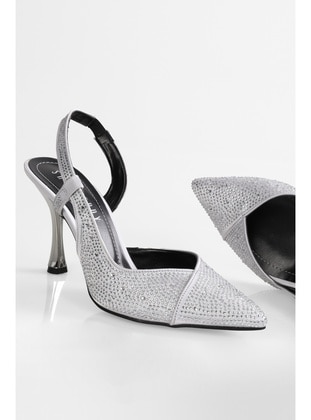 Stilettos & Evening Shoes - 300gr - Silver color - Heels - Shoeberry