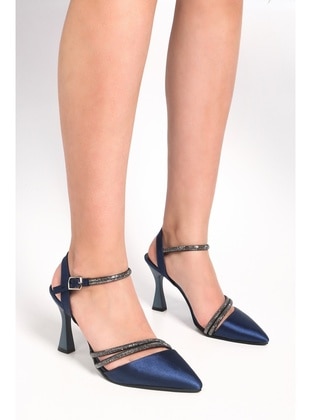 Stilettos & Evening Shoes - Navy Blue - Heels - Shoeberry