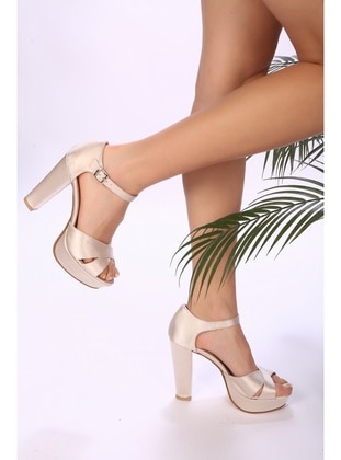 Women's Nude Satin Platform High Heel Shoes Nude