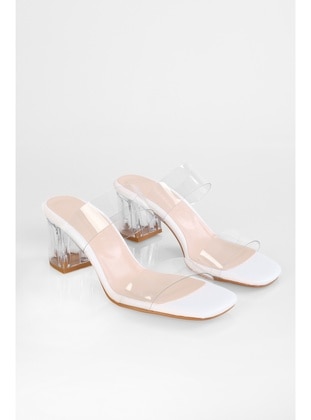 Heeled Slippers - 300gr - White - Slippers - Shoeberry