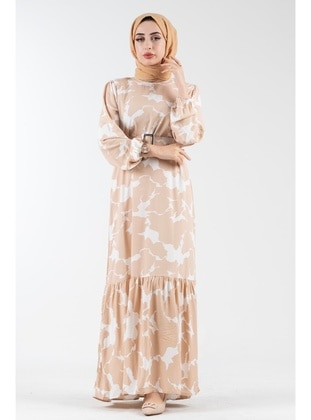 Beige - Modest Dress - Sevitli